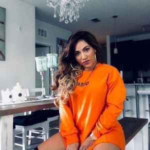 Pablo orange sweater dress